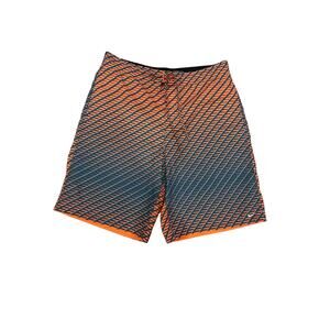 Nike swim board shorts men’s xl orange and blue lined with drawstring
